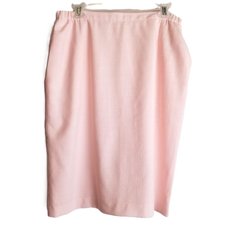 Vintage SuitsMe Pink Pencil Skirt Size 14 Lined Career Office Midi USA Made